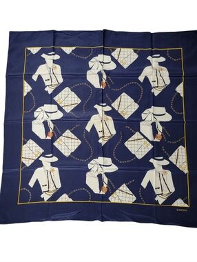 CHANEL Mademossile Print 100% Silk Scarf
